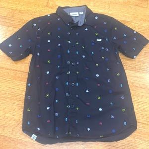 Boys black Vans short sleeve button down shirt size Medium